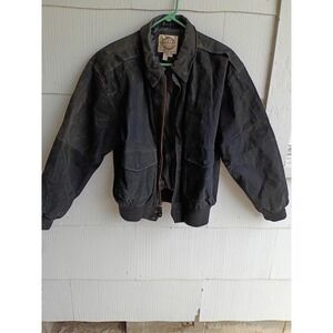 Global G-111 Leather Suede Black Bomber Jacket Motorcycle Medium
